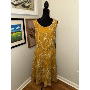 NEW Eva Mendes New York And Company Yellow Floral Gauzy Maxi Dress Open Back 14
